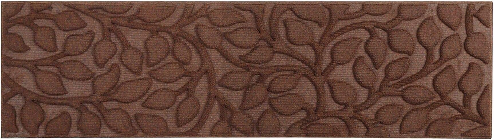 Comme Rug Door Mat Stair Treads with Rubber Backing,Non-Slip,Indoor Outdoor Step treads,Floral Brown Pattern,8.5" x 30",1 Piece