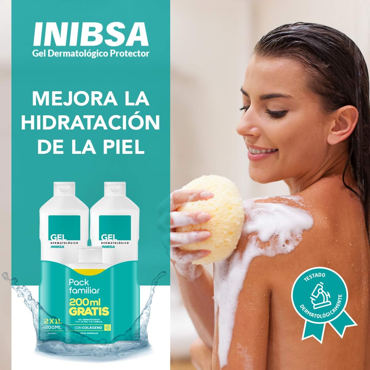 Geles Inibsa Gel Dermatológico Shower Gel (2 x 1000 ml) plus Shampoo (200 ml), 1 Pack, 200 Milliliters - Image 5
