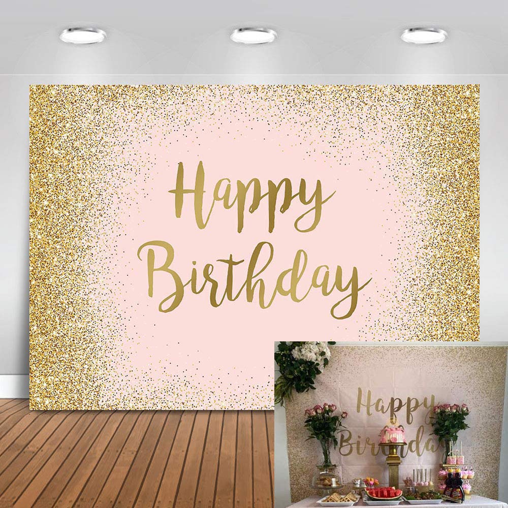 Avezano Gold Pink Birthday Party Decorations Princess Girl Backdrop Glitter stars Photography Background Sweet girls Photo Banner Photobooth Supplies 7x5ft