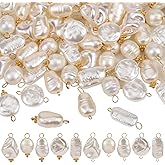 COGCHARGER 100 Pcs Pearl Charms Craft Pearls Pearls for Jewelry Making ABS Plastic Pearl Bead Pendants Acrylic Pearl Charm Connectors with Loops for Jewelry Necklace Bracelet Earring Making