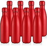 Volhoply 17oz Stainless Steel Water Bottles Bulk, Leakproof Insulated Metal Water Bottle for Sports, Travel, Adult, Available in Packs of 1, 4, or 8(Red,8 Pack)