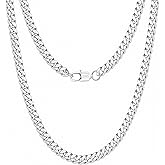 Amzberry 925 Silver Chain for Men 5mm/7mm/9mm Cuban Link Chain Necklace Mens Jewelry Gifts