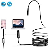 USB Borescope, Depstech Semi-rigid Endoscope Inspection Camera 2.0 Megapixels CMOS HD Waterproof Snake Camera with 6 Adjustable Led Light - 16.5FT