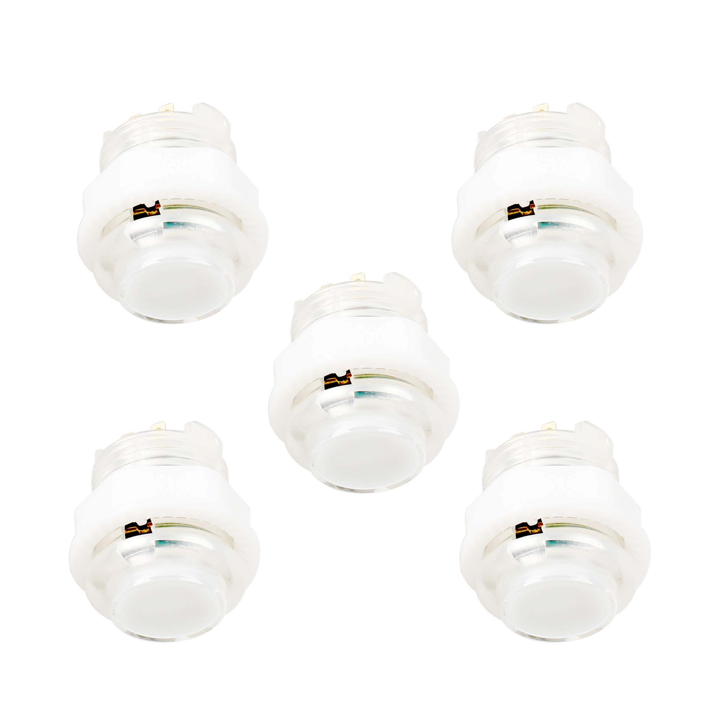 Photo 1 of EG STARTS 5X 24mm Full Color LED Illuminated Push Button Built-in Switch 5V Buttons for Classic Arcade Joystick Games Mame Jamma Raspberry Pi & White