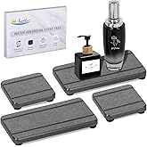 4PCS Stone Drying Trays for Bathroom Sink and Kitchen Counter, Water Absorbing Stone Tray with Diatomaceous Earth, Soap Dish and Coaster