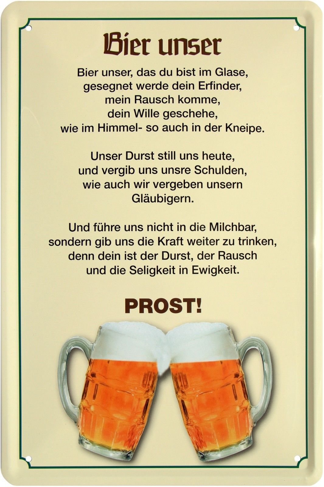Drinking Saying Beer Prost 20 x 30 Tin Sign 152