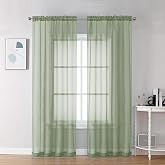 OVZME Bedroom Curtains 2 Panel Sets 84" Inch Length - Transparent Light Weight Soft Window Treatment Panels for Study Room/Living Room/Guest Room, Sage Green, Per Panel W42 X L84 inches