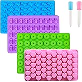 Gummy Bear Candy Molds Silicone, Gummy Molds with 2 Droppers, Non-stick Silicone Candy Molds Including Mini Dinosaur, Bear Sh