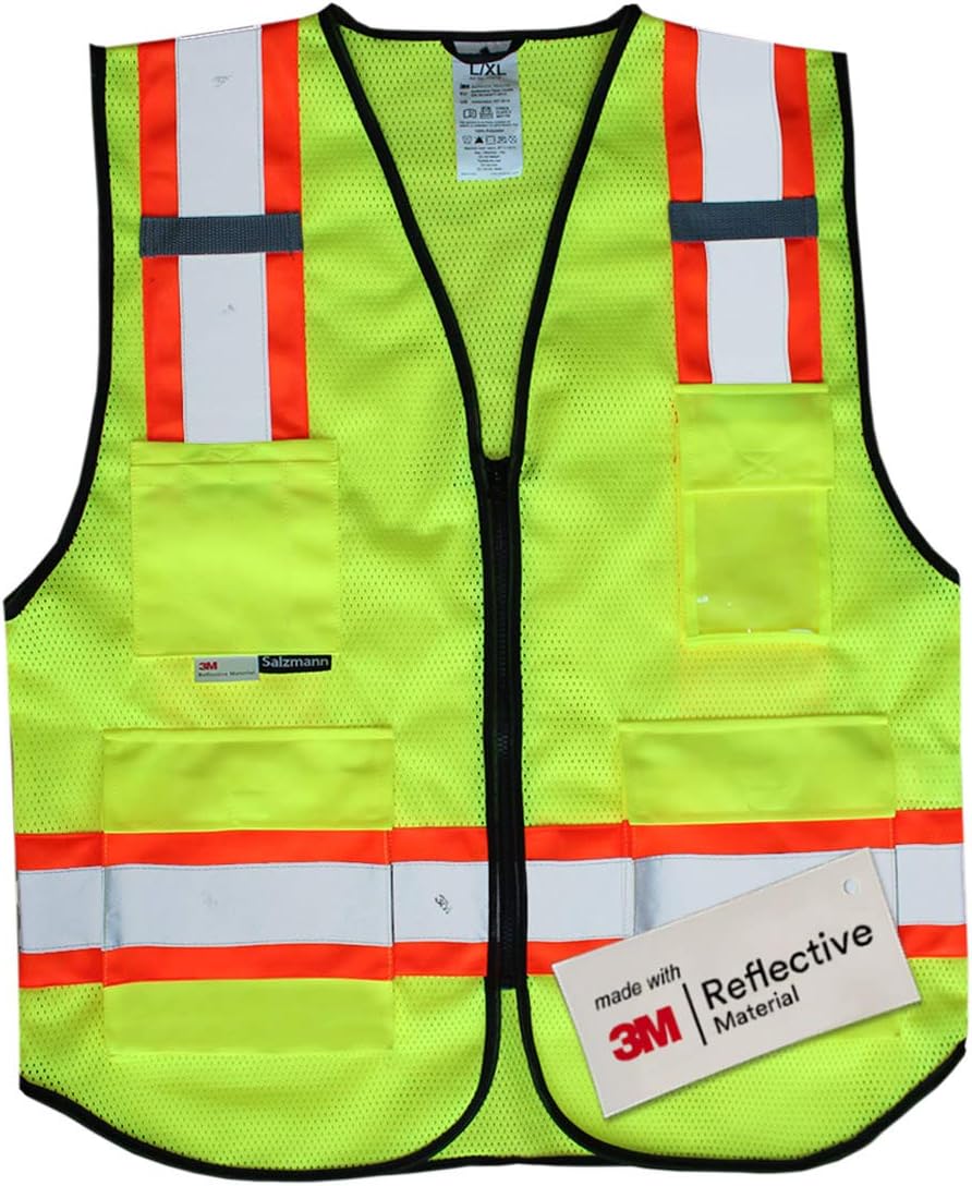Salzmann3M Multi-Pocket Safety Vest - Reflective High Visibility Vest - Made with 3M Reflective Material
