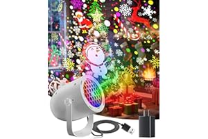 Mslitely Christmas Projector Lights - LED Snowflake Projector Light USB Powered Lamp for Living Room New Year EVE Holiday Party Christmas Decoration Indoor (White)