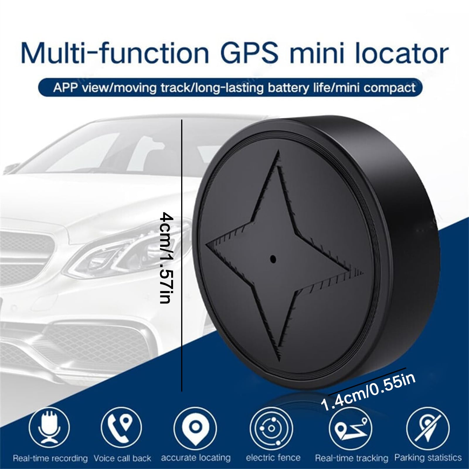 Flashstar GPS Tracker Strong Magnetic Car Vehicle Tracking Anti-Lost, 2023 New Multi-Function GPS Mini Locator, Monitoring, Automatic Recording/Voice Activated Callback with App, for Vehicles (1)