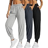 Oakgarden 3 Pack Women's Sweatpants Jogger High Waisted Drawstring Athletic Running Yoga Workout Pants with Pockets