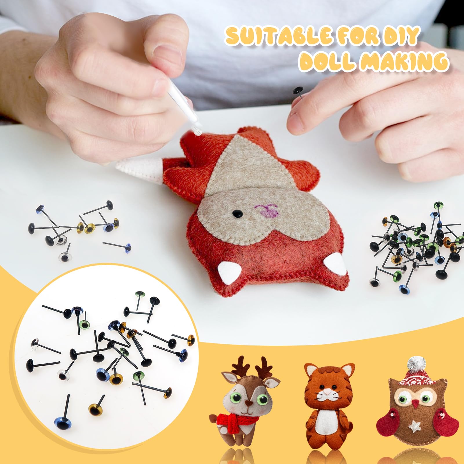 TOAOB 100pcs 4mm Glass Eyes Kits Mixed Colors for Crafts Needle Felting Bears Dolls Decoys Sewing