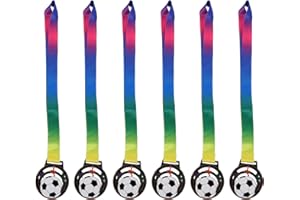 Didiseaon 6pcs Soccer Metal Award Medals with Neck Ribbon, 19. 7in Gold Soccer Tournament Medals for Kids Sports Competitions