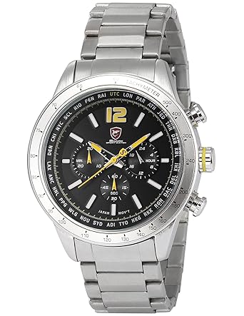 SharkNinja Pacific Angel Shark - Sh317 Mens Quartz Watch, Black Dial, Chronograph, Analog, Stainless Steel Band