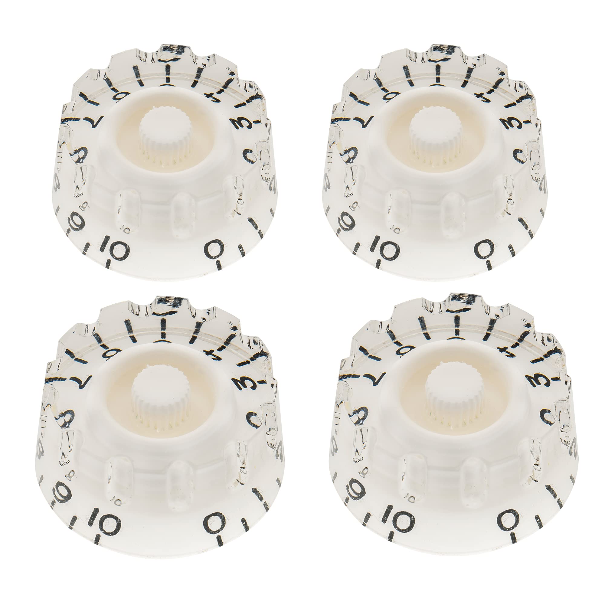 Musiclily Pro Inch Size Knurled Guitar Control Speed Knobs Compatible with USA Made Les Paul Style Electric Guitar, White (Set of 4)