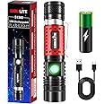 wowlite Flashlight Rechargeable, Super Bright Pocket LED Flashlights with Adjustable Brightness, Zoomable High Lumens Small Flash Light, Long Lasting for Outdoor Camping Home Emergency (Red)