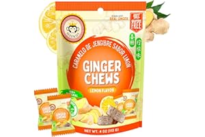 Meekus Ginger Chews - Natural Ginger Candy Chews for a Delightful Taste Sensation, Real Natural Ginger, No Artificial Flavors - Invigorating Snack for All Ages, Lemon Flavor 4oz Bag (1 Pack)