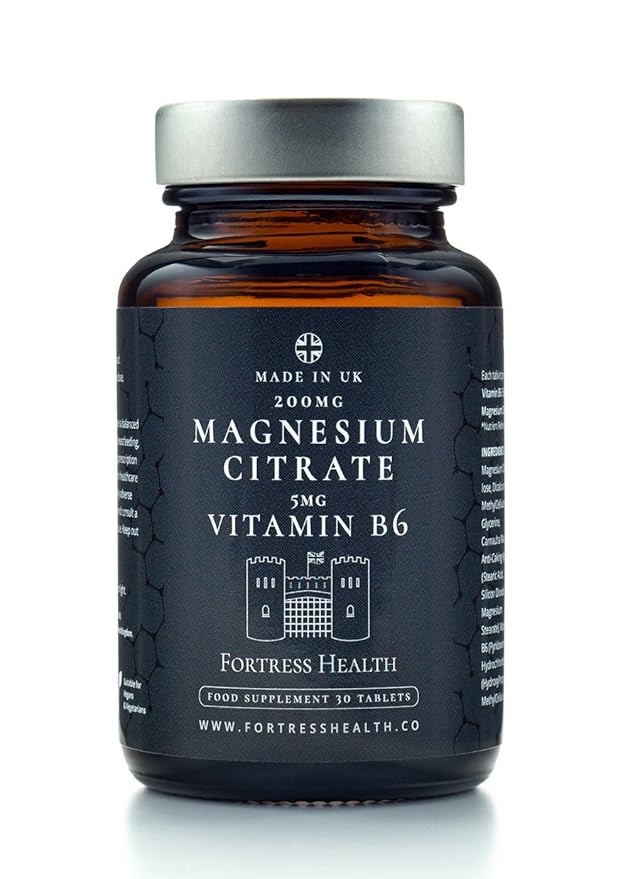 Magnesium Citrate 200mg Plus Vitamin B6 5mg High Absorption 30