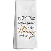 TAEDIN Nanny Gifts Kitchen Towels Grandma Gifts from Grandchildren, Grandma Gift for Mothers Day Dish Towel Dishcloth 16x24 Inches, Grandmother Gift Decorative Absorbent Hand Tea Towels Decor