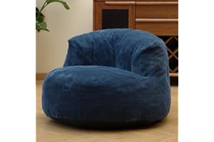 N&V Large Crescent Bean Bag Chair, Adult Size Bean Bag Sack, Foam Filling, Soft Premium Corduroy Bean Bag for Living Room Bed