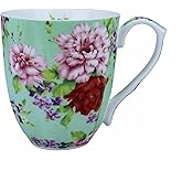 Mailandy 14oz Cute Coffee Mugs for Women Cute Mugs Bone China Floral Coffee Mug Teacups for Mom Women Birthday Gifts Christmas Gifts
