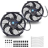 FGJQEFG 10'' Inch Slim Fan Push Pull Electric Radiator Cooling Fan Black | Universal 12V 80W High Performance Mount Kit 2 Pcs