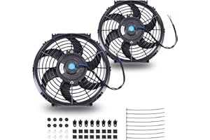 FGJQEFG 10 Inch Universal Slim Fan Push Pull Electric Radiator 12V 80W High Performance Cooling Fan Mount Kit Black 2 Pcs