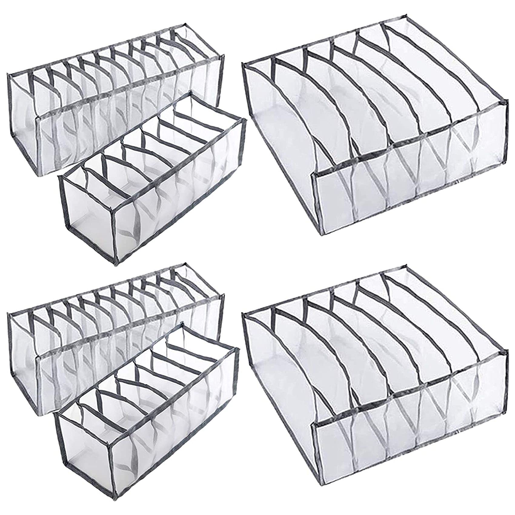 Alliteqwe 6Pcs Underwear Drawer Organizer Foldable Closet Clothes Dividers Dresser Compartments Storage Box Fit for Bras Socks