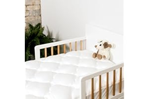 ExceptionalSheets Toddler Mattress Pad - Extra Plush and Thick for Small Children's Beds, Washable Fitted Mattress Topper - Cooling Effect Pillow Top Mattress Cover