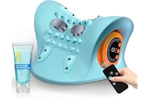 Vzvvzp Neck Massager 2025, Neck Stretcher Cervical Traction with Heat, 3 Modes, Portable Massage Neck Hump Corrector for Pain Relief and Muscle Relax, 26° Angle Cervical Traction Device