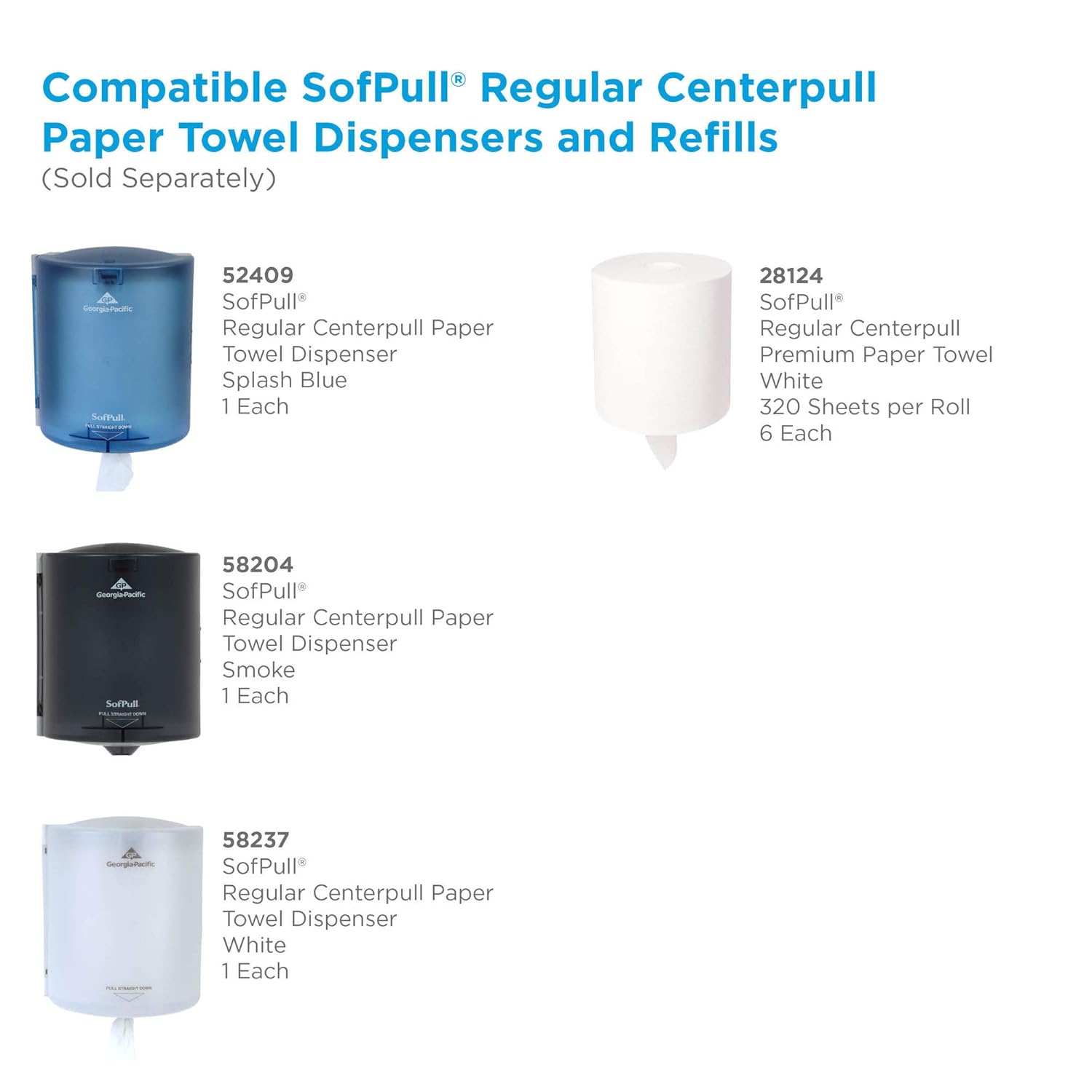 SofPull Centerpull Regular Capacity Paper Towel by GP PRO (Georgia-Pacific), White, 28124, 324 Sheets Per Roll, 6 Rolls Per Case: Industrial & Scientific