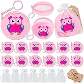 KeeStar 12 Pack Pink Owl Coin Purse with Zipper Keychain,Wallet Bag Party Favors for Owl Birthday Party Decoration, Animal Themed Baby Shower, School Carnival Rewards, Travel, Classroom Prize
