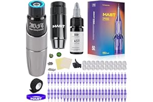 Mast Wireless Tattoo Pen Machine Kit 50Pcs Pro Cartridges Needles Inks Rotary Gun Battery Power Supply Set 36DC