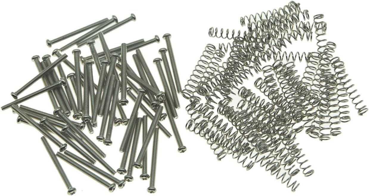 KAISH 50pcs American Thread Humbucker Pickup Height Screws Guitar Humbucker Pickup Screws with Springs for Gibson/EMG/Seymour Duncan/Dimarzio Nickel