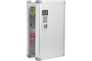 Glosen Key Organizer Lock Box with Combination Lock, Key Box Wall Mount with Code Lock and Key Tag for House Keys Outdoor Key Cabinet (Silver, 24 Slots) 8.46 * 2.55 * 13 Inch