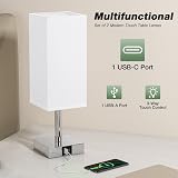 Aooshine Bedside Lamps Set of 2 with USB-C and USB-A Ports, 3-Way Dimmable view 5