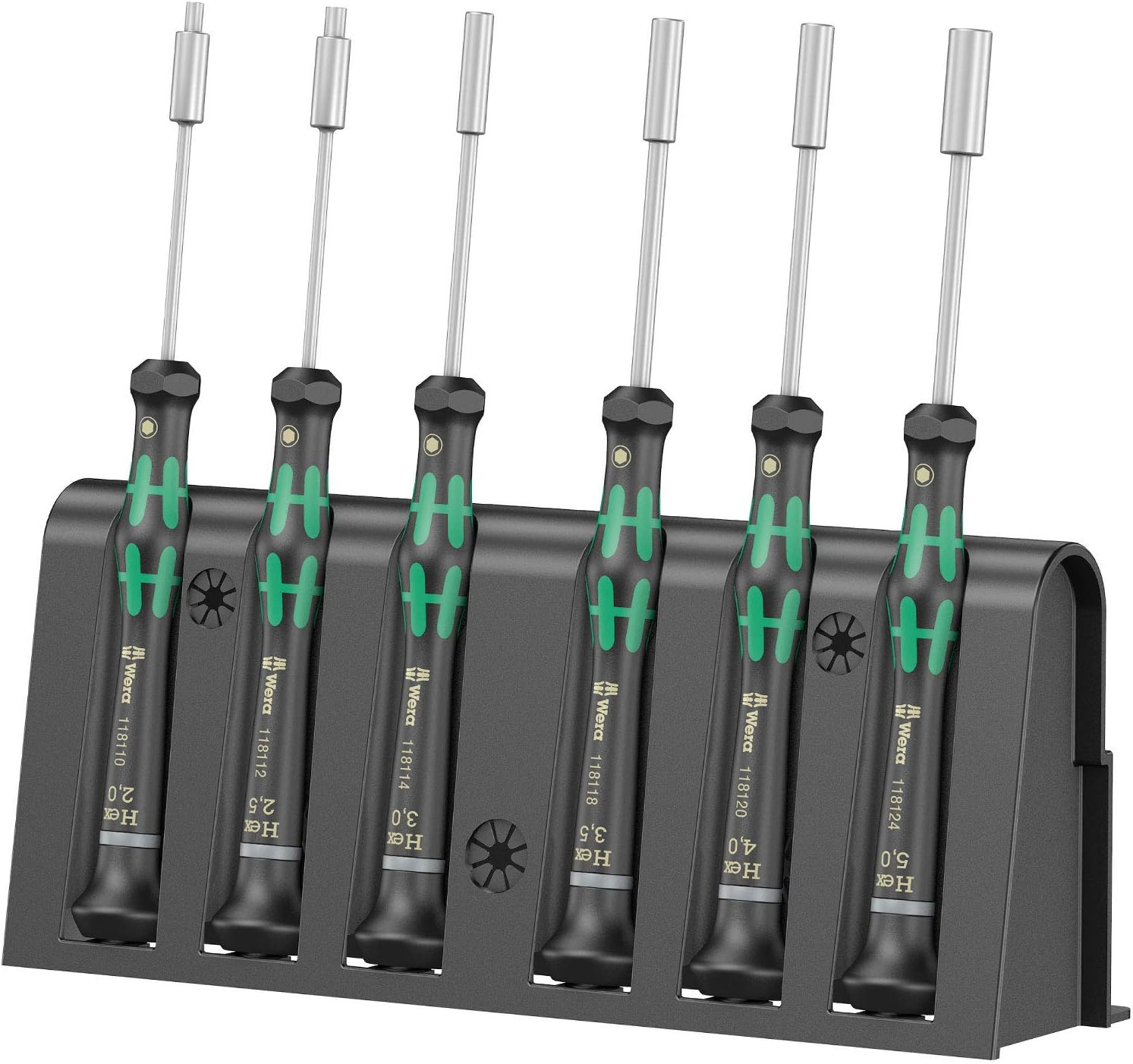 Wera 2069/6 Kraftform Micro Screwdriver Set, for electronic applications Hex-Plus, 6 Piece, 05118158001, Silver, Size
