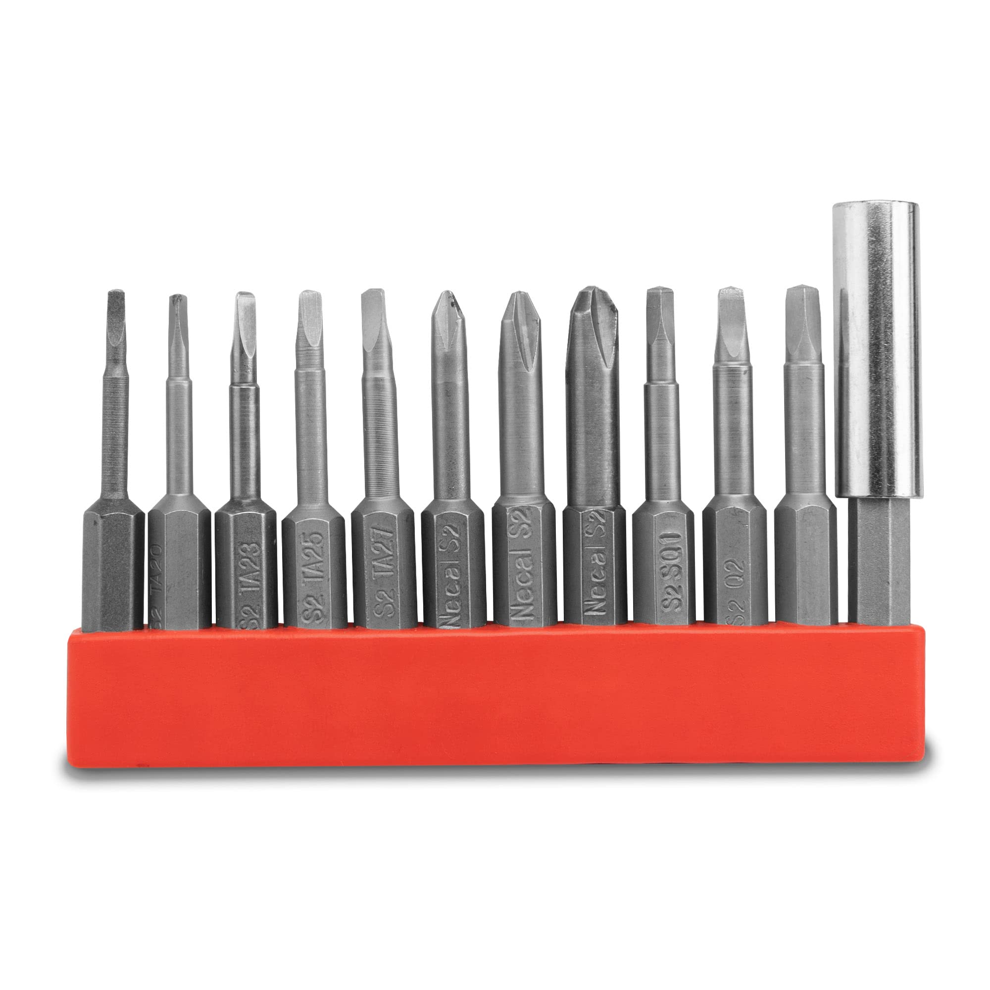 subtel 12-pc Impact Driver Bits & Precision Screwdriver Set - Magnetic S2 1/4 inch 50mm Square Head, Triangle, Security, Triwing/Tripoint, Robertson Electric Screwdriver Bit Set for Drill