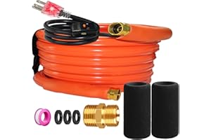PFTJUJUDAN 15FT Heated Drinking Water Hose,Withstand Down to -45℉/-43°C,5/8'' Inner Diameter,Heated Water Hose for Rv,with Adapters for Connection to Either End of Hose,Rv Accessories(Orange,15FT)