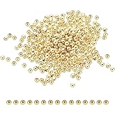 PATIKIL 2mm 14K Gold Filled Spacer Beads for Jewelry Making, 100 Pack Metal Round Brass Beads for Bracelets Earring Necklace DIY Craft, Golden