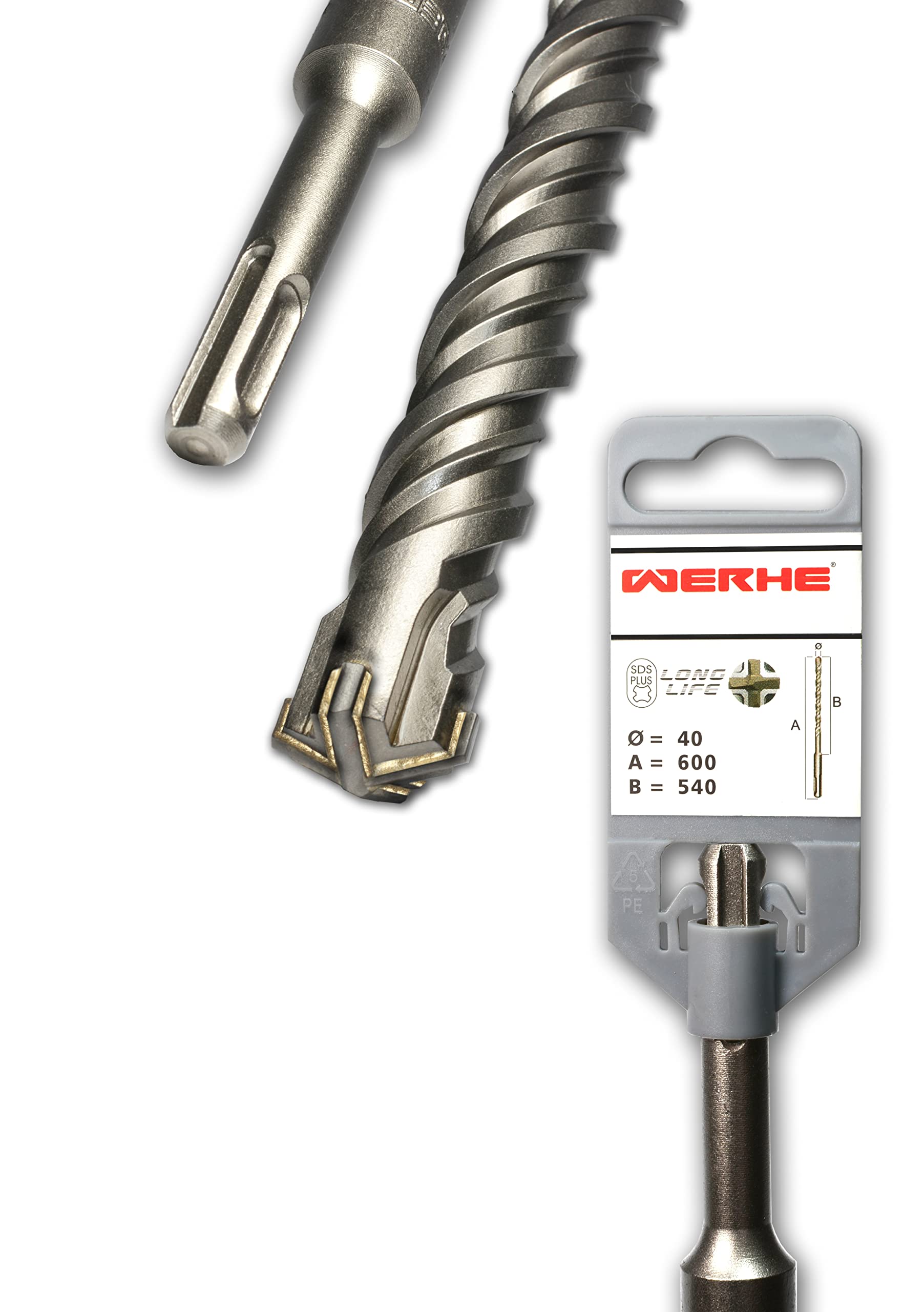 WERHE ® Profi SDS PLUS concrete drill 40 x 600 mm hammer drill masonry drill concrete drill bit