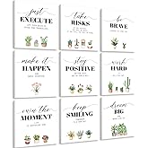 Humyoun 9 Pcs Framed Inspirational Wall Art Motivational Home Office Decor 8 x 10 Inch Affirmation Wall Decor Framed Canvas Positive Quotes Room Decor for Bedroom Living Room Classroom