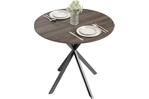 HOMCOM 31.5" Round Dining Table, Industrial Kitchen Table with Cross Steel Legs for Dining Room, Kitchen, Living Room, Distre