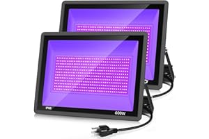 YANYCN 600W 2 Pack LED Black Light,395nm to 405nm LED UV Blacklight, IP66 Waterproof Black Flood Light Outdoor with Plug and SwitchNeon Glow for Glow Party, Halloween, Fluorescent Poster, Body Paint