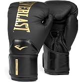 Everlast Elite 2 Boxing Gloves | Women, Men, Heavy Bag | Black/Gold | 16oz