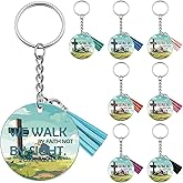 8Pcs Inspirational Christian Keychains Bulk Bible Verse Religious Key Chains Bulk for Pastor Mom Sister Girls Baptism Jewelry for Her Encouragement Spiritual Gift Christmas Birthday Christian Gift