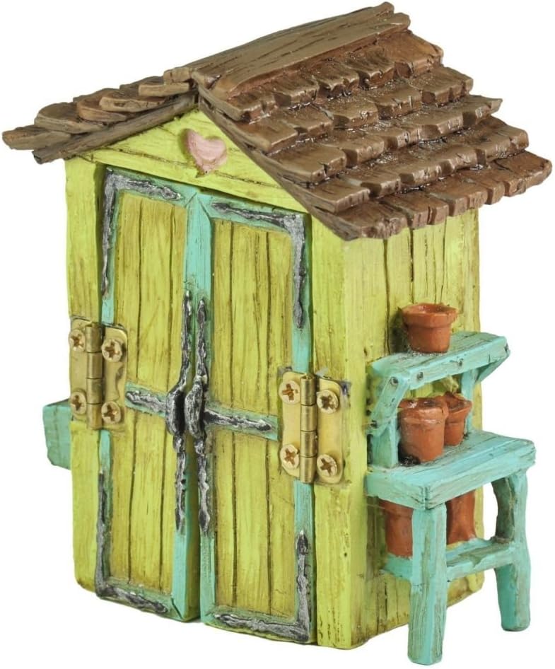 Sunnyfly Miniature Garden Shed, Doors Open, Detailed Inside! 3.5"