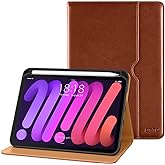 DTTO for iPad mini 7th (A17 Pro) 2024/iPad Mini 6th Generation Case 2021 8.3 Inch, Premium Leather Business Folio Stand Cover for Mini 7/6 with Pencil Holder-Multiple Viewing Angles, Brown
