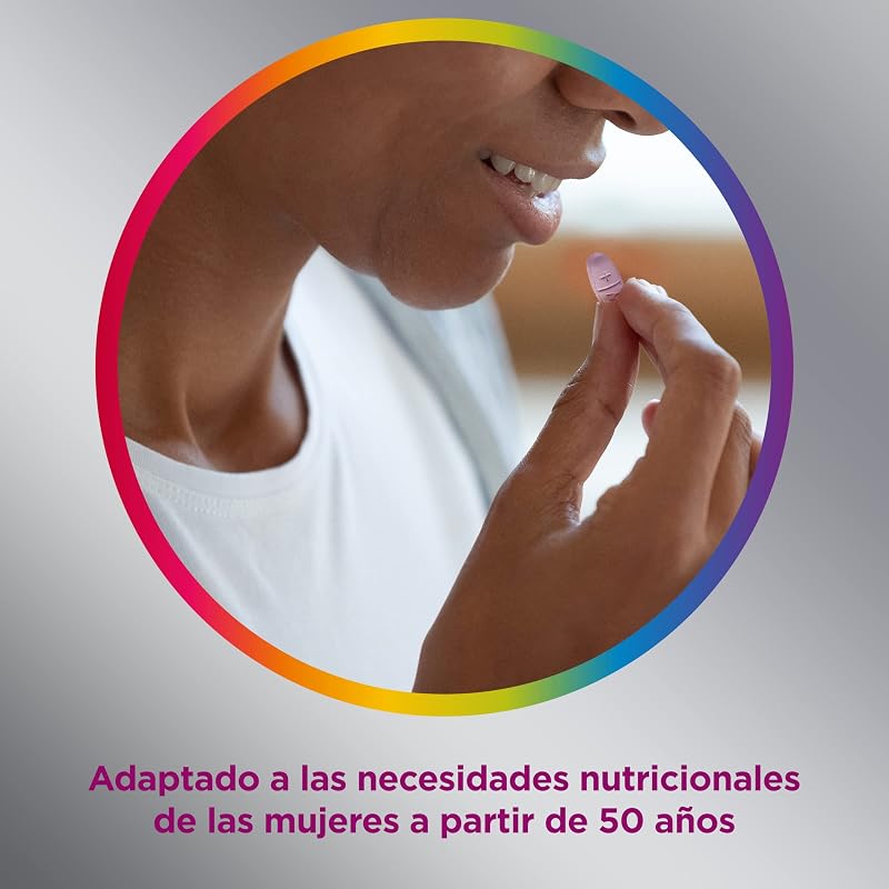 Multicentrum woman 50+ suplemento alimentar multivitamínico e multimineral para mulheres com mais de 50 anos, pós-menopausa, com cálcio, vitamina c e b, sem glúten, 100 comprimidos